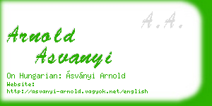 arnold asvanyi business card
