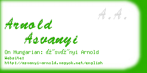 arnold asvanyi business card